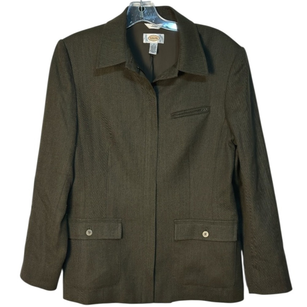 Talbots Blazer Wool Blend Stretch‎ Career Layering Jacket Classic Olive Green  8